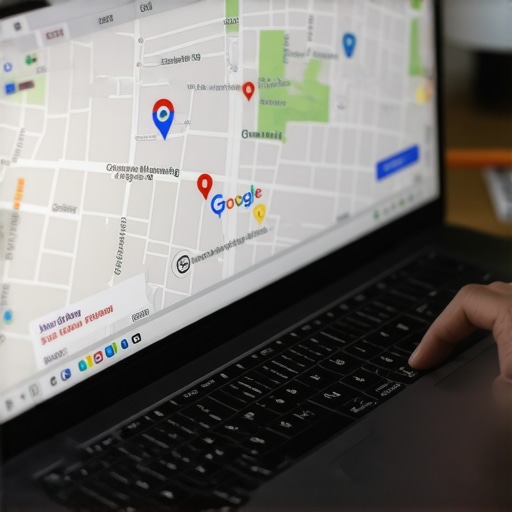 Business owner updating Google My Business profile on laptop