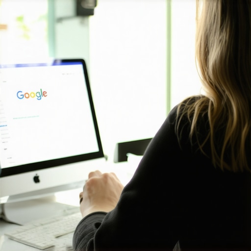 Person optimizing Google My Business profile on a laptop