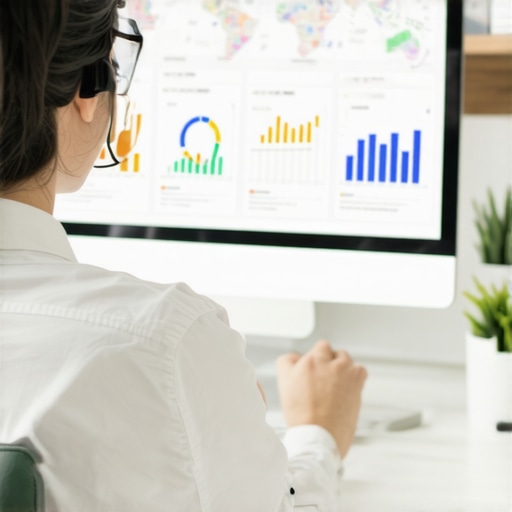 Person reviewing local SEO analytics and maps on a computer, highlighting tools for maintaining Google Maps rankings.