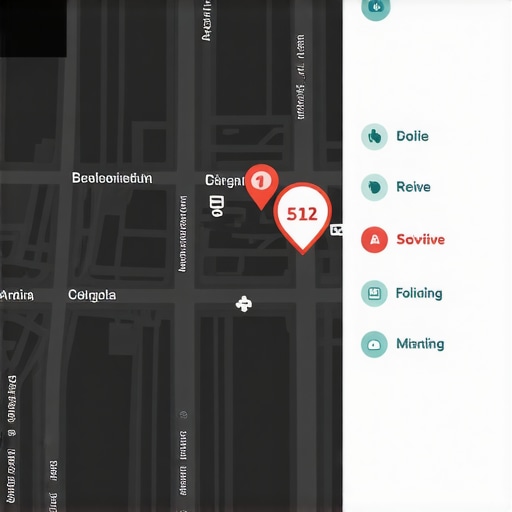 Map interface highlighting a well-optimized local business listing with positive user reviews.