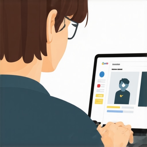 Business owner editing Google My Business listing on a desktop computer, with a focus on profile optimization.