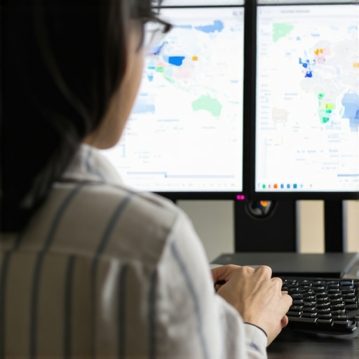 A person working on local SEO strategies using computers and specialized tools