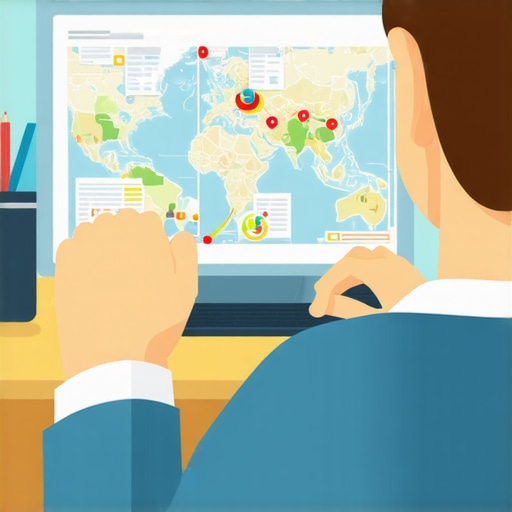 Person analyzing digital maps and SEO data for local rankings.