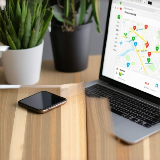 Business owner editing Google My Business listing on laptop