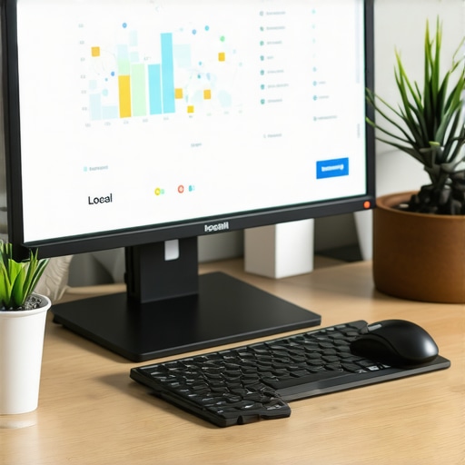 Person reviewing local SEO analytics on a computer screen with maps and graphs.