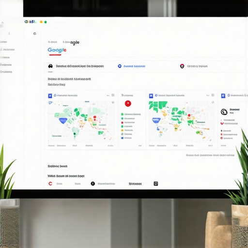 Professional analyzing local SEO and Google Maps ranking data on computer.
