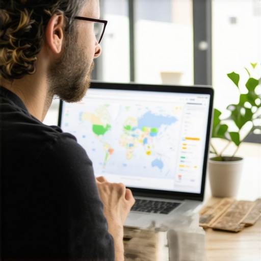 Person reviewing local SEO performance using mapping software