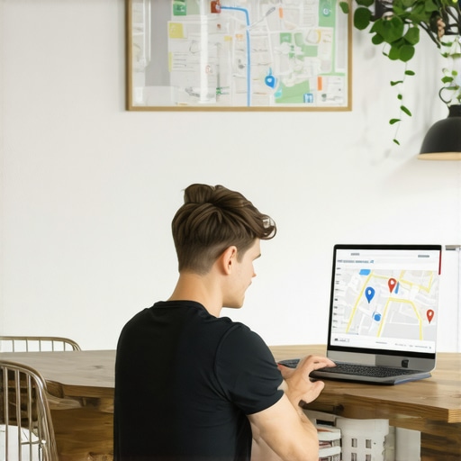Business owner updating Google My Business listing on a laptop.
