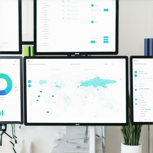 A digital workspace showing maps optimization and analytical dashboards for local SEO