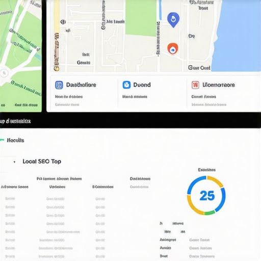 Local SEO Tools Dashboard A person analyzing local SEO data on a digital dashboard for map ranking optimization.