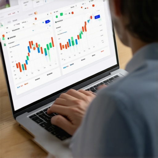 Person analyzing local SEO analytics on a laptop for map ranking optimization.