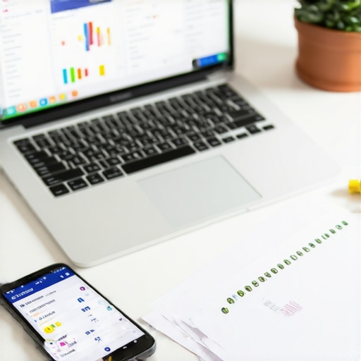 A workspace with digital tools and checklists for managing Google Maps rankings.