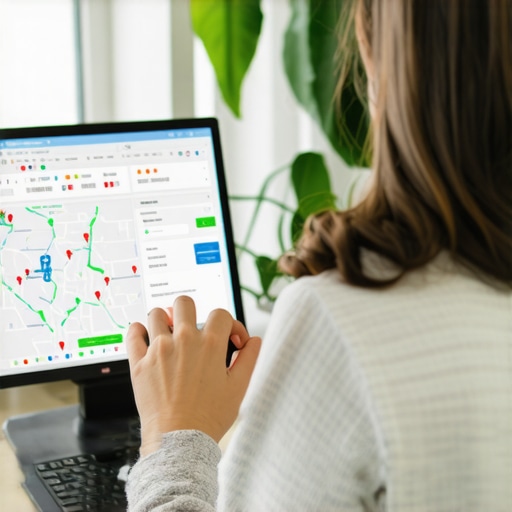 Business owner reviewing map ranking data on a laptop to optimize local SEO in 2026