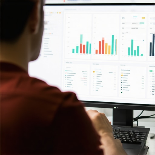 Business owner reviewing local SEO data on a laptop to optimize map rankings.