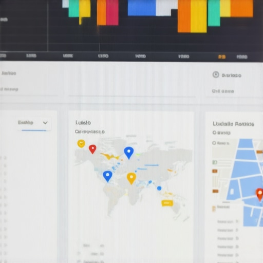 Screen showing SEO analytics and local map performance metrics