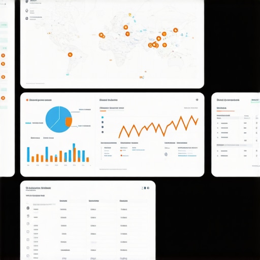 Workstation with SEO analytics tools, maps, and reports open on multiple screens.