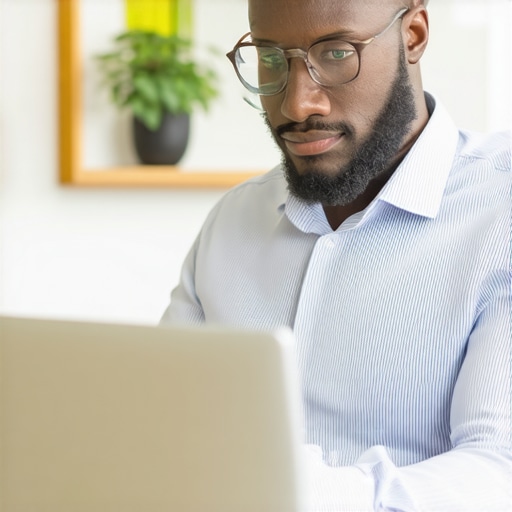 Business owner editing Google My Business profile on laptop