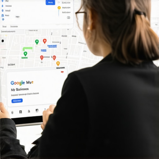Person working on Google My Business profile to improve local SEO and map visibility.