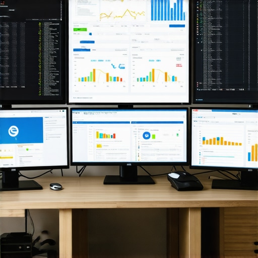 A modern SEO professional's workspace showing analytics dashboards and ranking charts for ongoing map optimization.