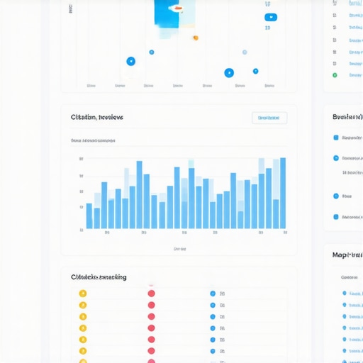 A detailed local SEO analytics dashboard displaying citations, reviews, and ranking data