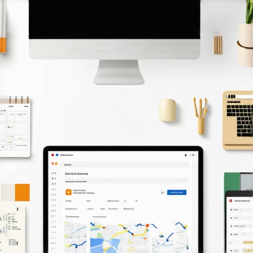 A workspace with SEO and local map ranking tools on a computer screen.