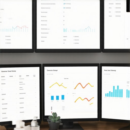 A person analyzing local SEO metrics on multiple computer screens in a tech-friendly workspace.